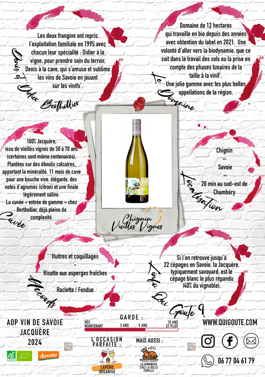 Chignin "Vieilles vignes" 2024 - Denis et Didier Berthollier