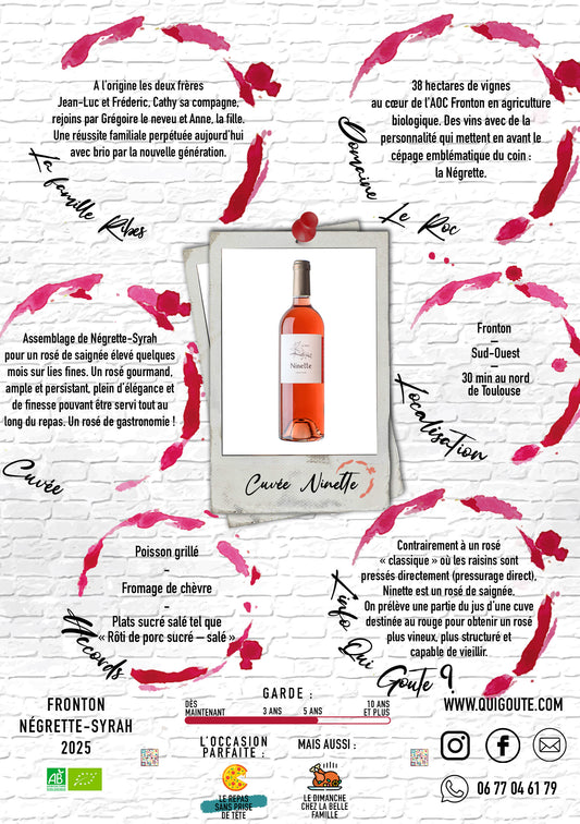 "Cuvée Ninette" 2025 - Rosé - Domaine Le Roc
