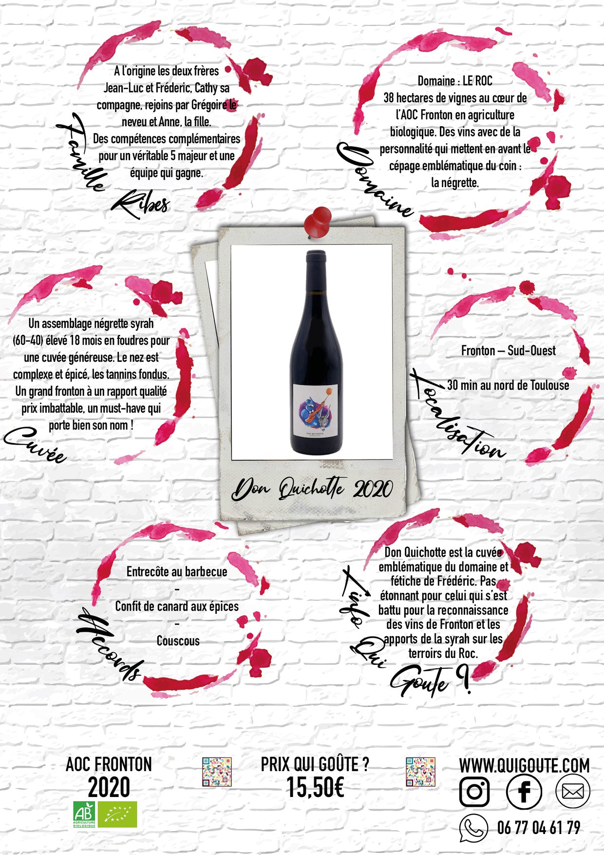 Don Quichotte 2020 - Domaine le Roc