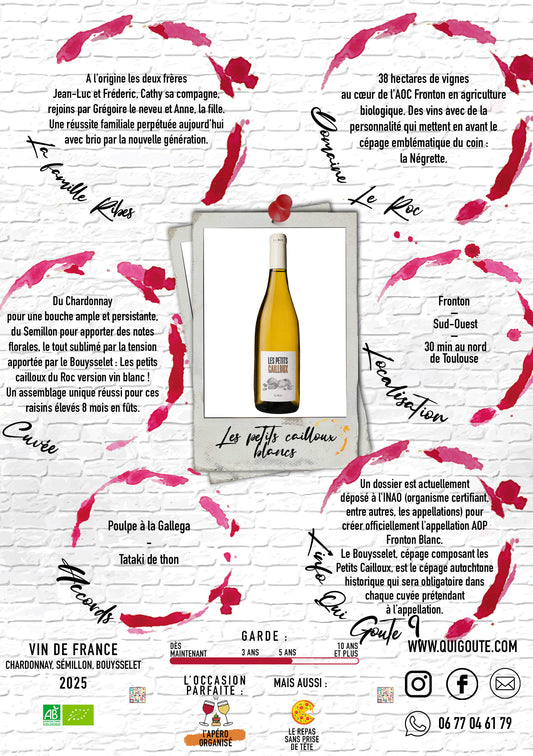"Les petits cailloux du Roc" Blanc 2025 - Domaine le Roc
