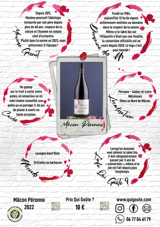 Mâcon Péronne Rouge 2022 - Domaine des As