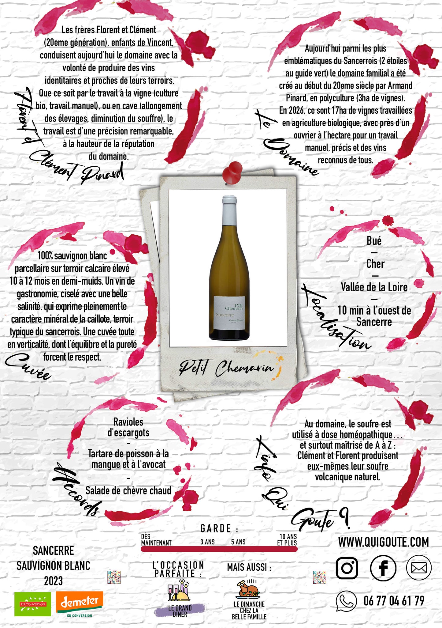 Sancerre Blanc "Petit Chemarin" 2023 - Domaine Vincent Pinard