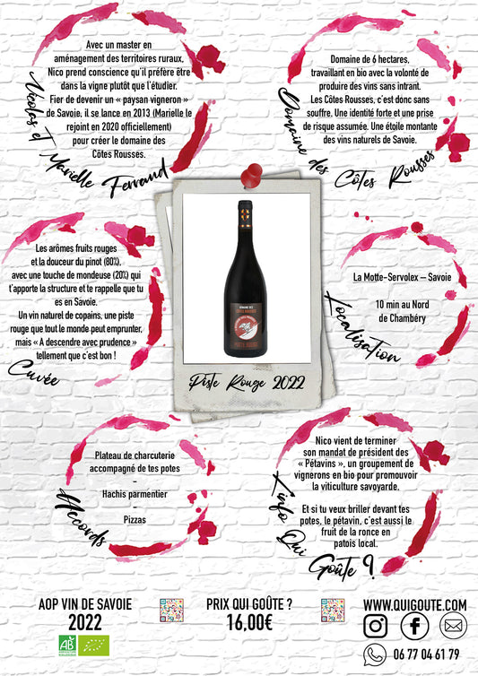 Piste Rouge 2022- Domaine des Côtes Rousses