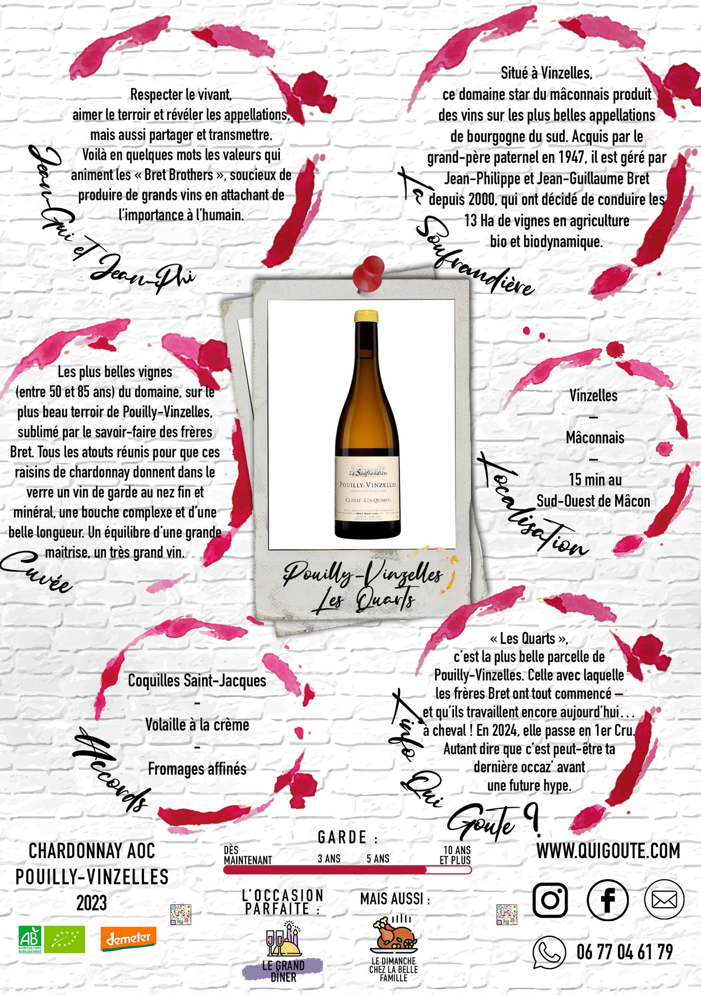 Pouilly Vinzelles climat " Les Quarts" Zen 2023 - La Soufrandière