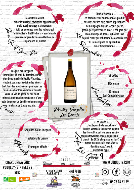 Pouilly Vinzelles climat " Les Quarts" Zen 2023 - La Soufrandière