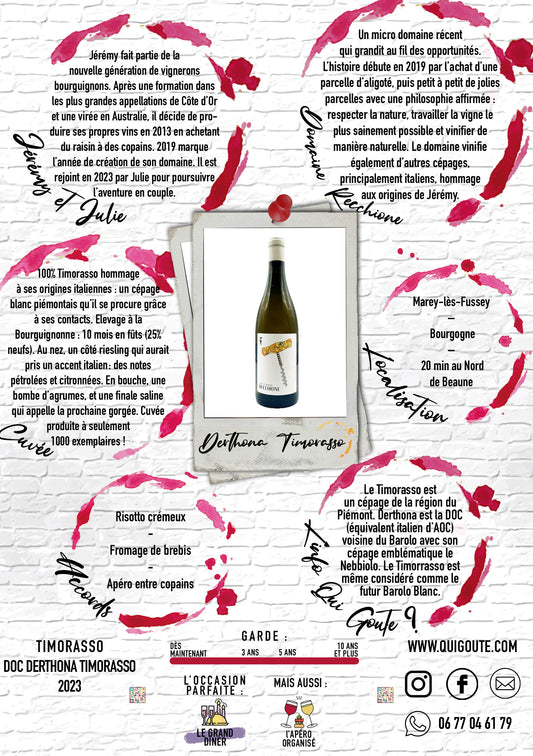 Derthona Timorasso 2023 - Julie et Jérémy Recchione