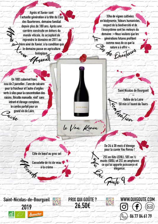 Le Vau Renou 2019 - Clos des Quarterons