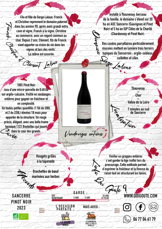 Sancerre "Vendanges entières" 2023 - Domaine Serge Laloue
