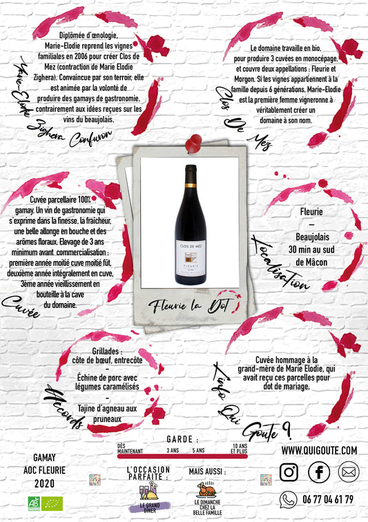 Fleurie La Dot 2020 - Clos de Mez