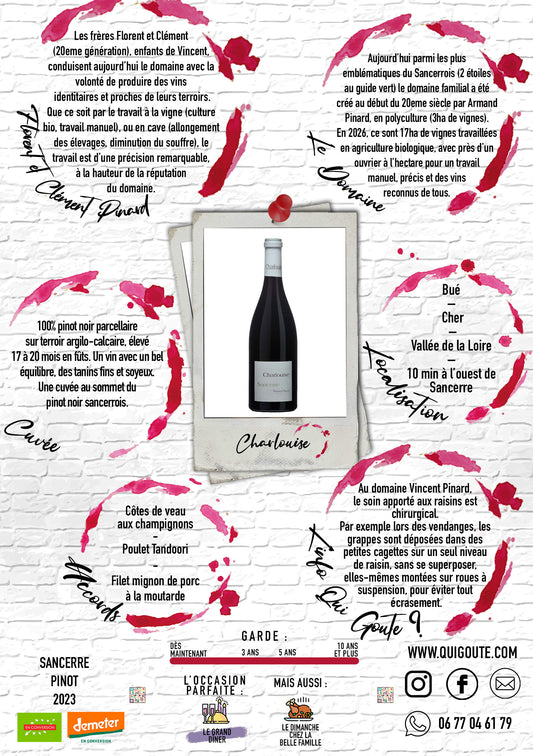 Sancerre Rouge "Charlouise" 2023 - Domaine Vincent Pinard